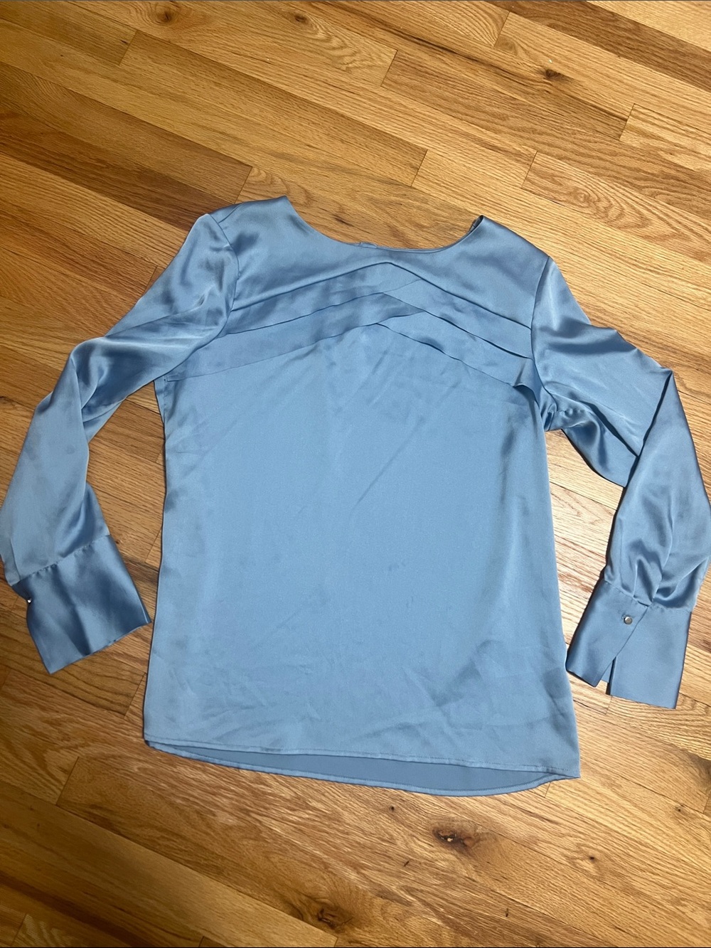 Banana Republic Satin Light Blue Long-Sleeve Blouse